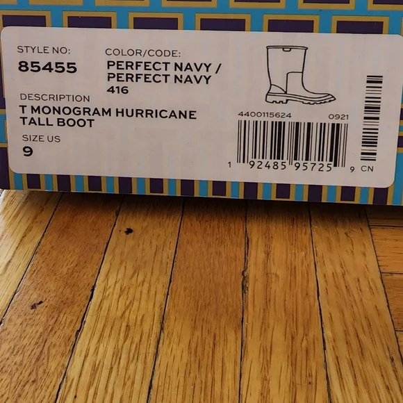 Brand New Tory Burch Blue and Beige Women's Rainboots - Picture 2 of 4